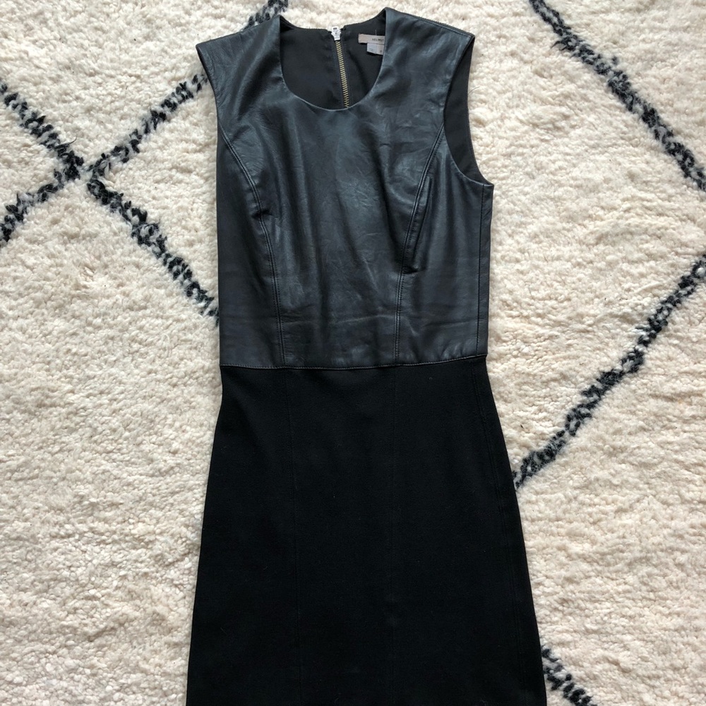 Helmut Lang faux leather black fitted dress